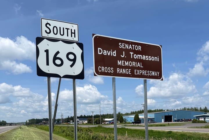 Highway 169 segment dedicated as Senator David J. Tomassoni Memorial Cross Range Expressway