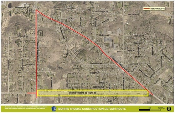 Construction and detour begin Monday on Morris Thomas Road