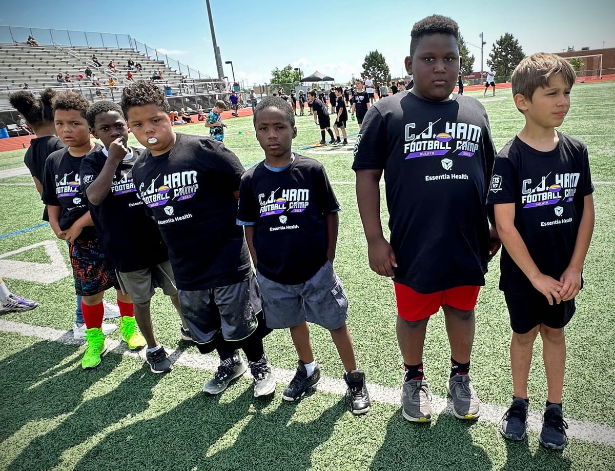 C.J. Ham youth football camp today