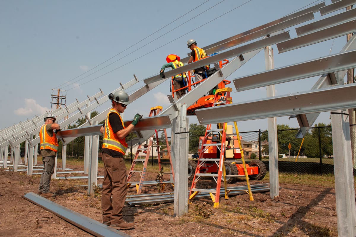 Solar panels going up at Superior Water, Light and Power's first community solar garden