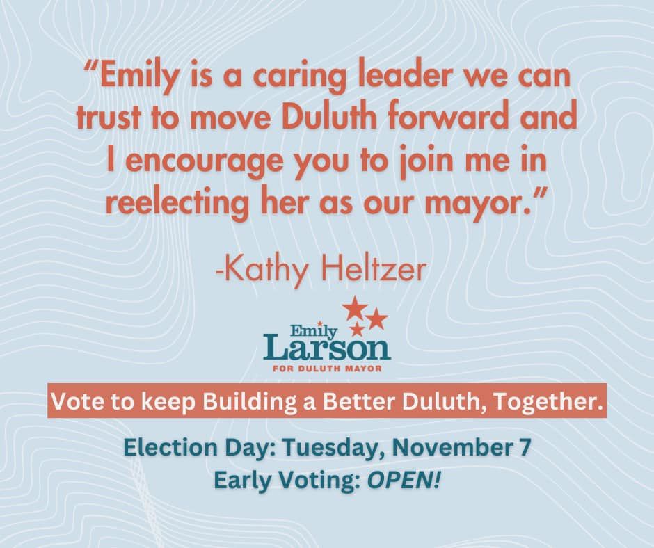 Duluth Elections: Kathy Heltzer supports Emily Larson